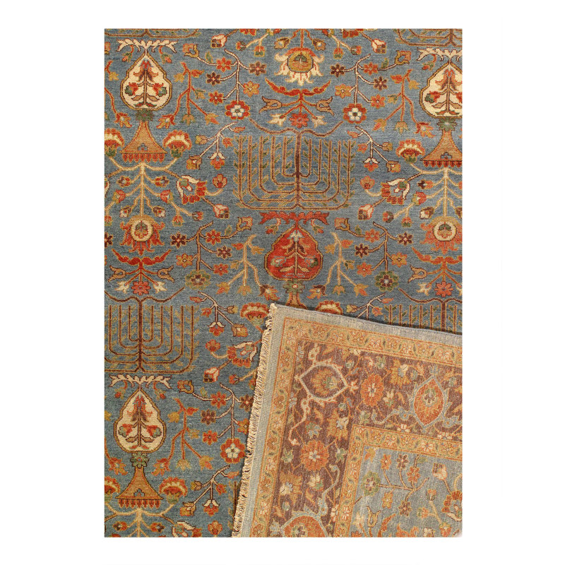 Tabriz noué à la main bleu clair de couleur bleu clair 8 pi x 10 pi