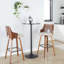 Tabouret de bar à hauteur fixe avec pivot en bois noir et tissu avec repose-pieds rond en métal noir - ensemble de 2