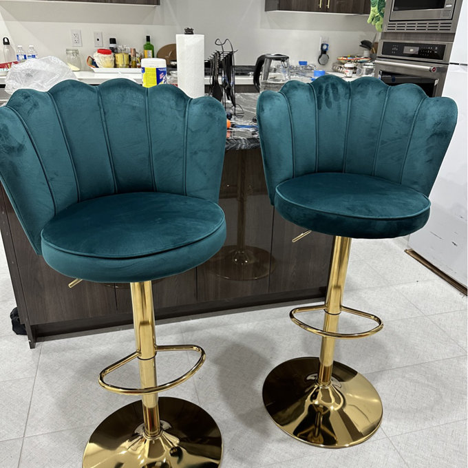 Ludka Swivel Adjustable Height Stool (Set of 2) - Dark Green