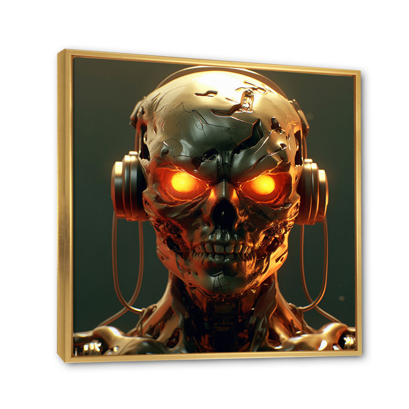 " Robotic Demon I ", Gold Floater Framed, 44" H x 34" W x 1.5" D