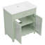 Ensemble de meuble-lavabo autoportant 31 po avec lavabo en céramique 31 po, armoire de rangement avec portes en verre trempé et tablette réglable-90373719