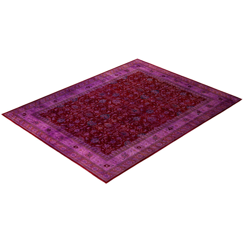 Overdyed Hand-Knotted Wool Modern-Contemporary Purple Area Rug 9' 2" x 11' 10"