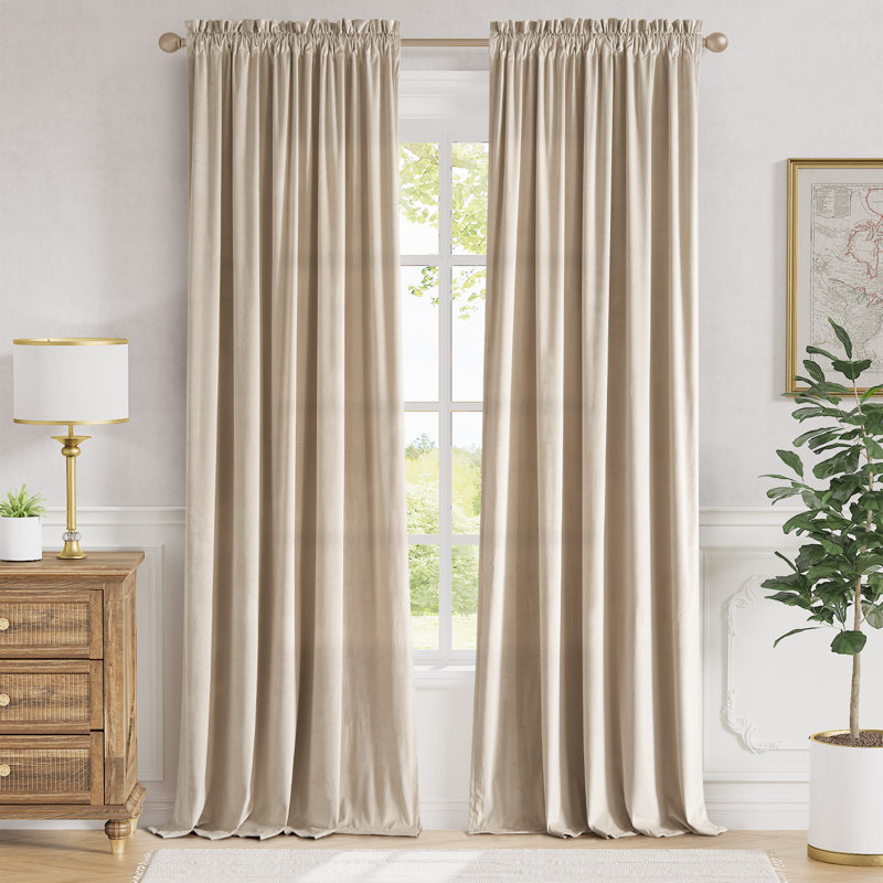 Rideaux en velours isolants et isolants pour rideaux de salon et de chambre à coucher, Beige crème, L 52 po x L 95 po