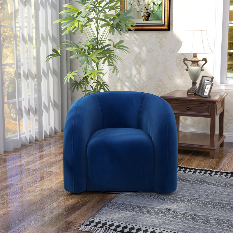 Fauteuil demi-tonneau pivotant Bricyn, Bleu marine
