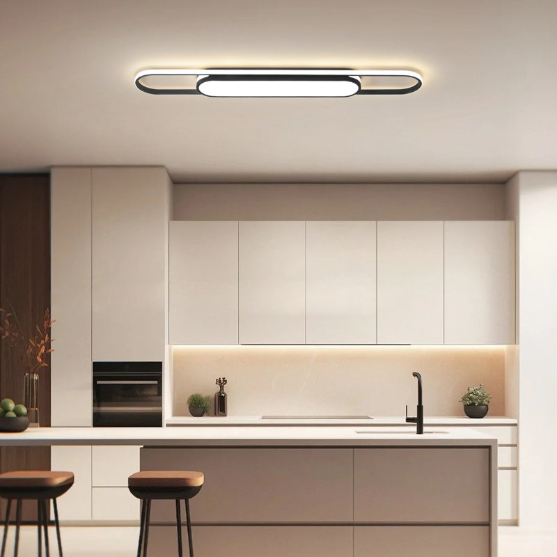 Muscato 1-Light LED Flush Mount, Black, 4.8" H x 140" W x 17" D