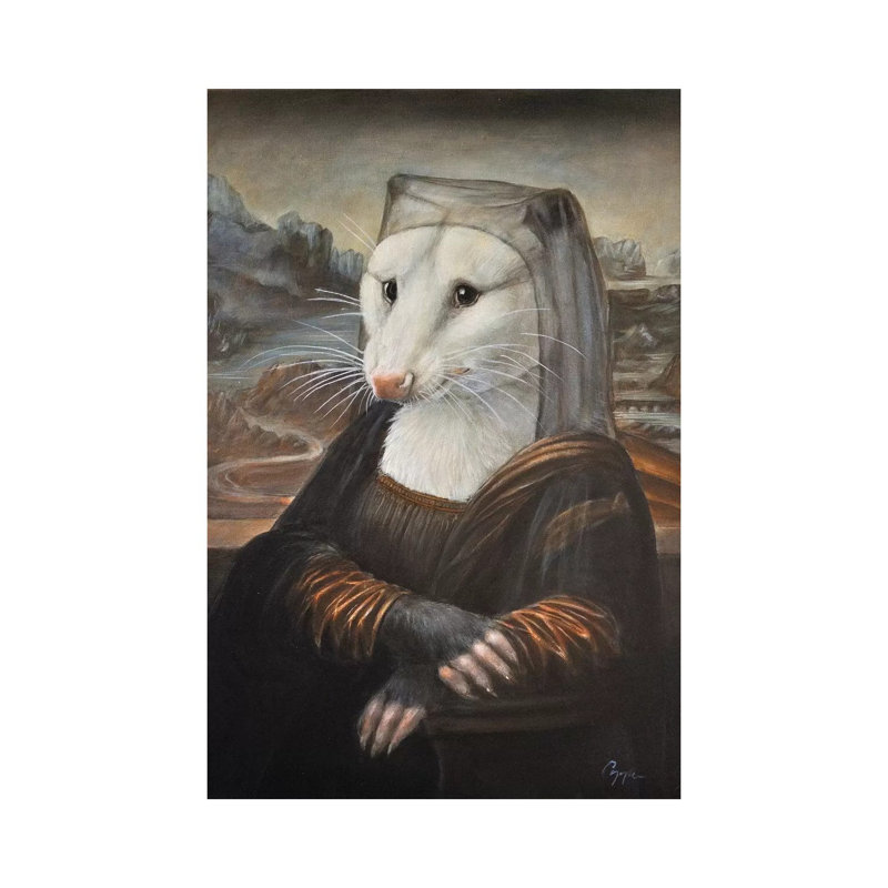 «Mona Possum» par Melinda Copper, reproduction d'art sur toile tendue, H 12 po x l 8 po x P 0,75 po