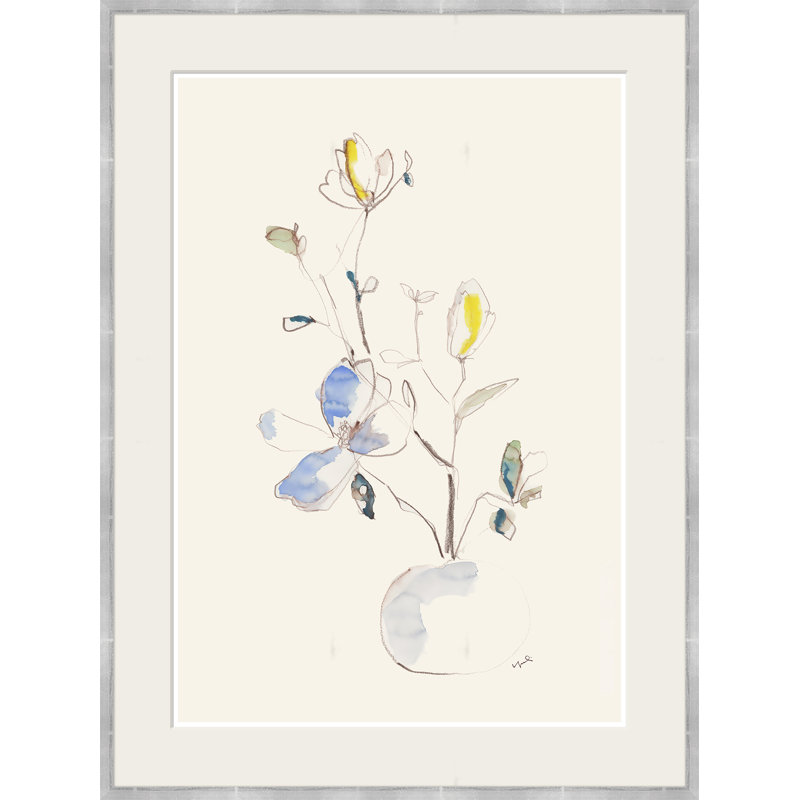 Arrangement en bleu et jaune par Yuki Osada - peinture à cadre unique