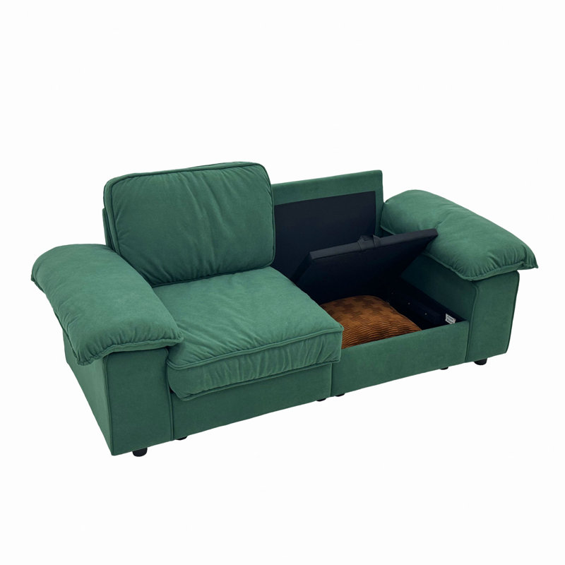 (SOFA 2.5S) Canapé compact en velours 78,74 po avec rangement caché, causeuse 2 places pour les petits appartements et les studios