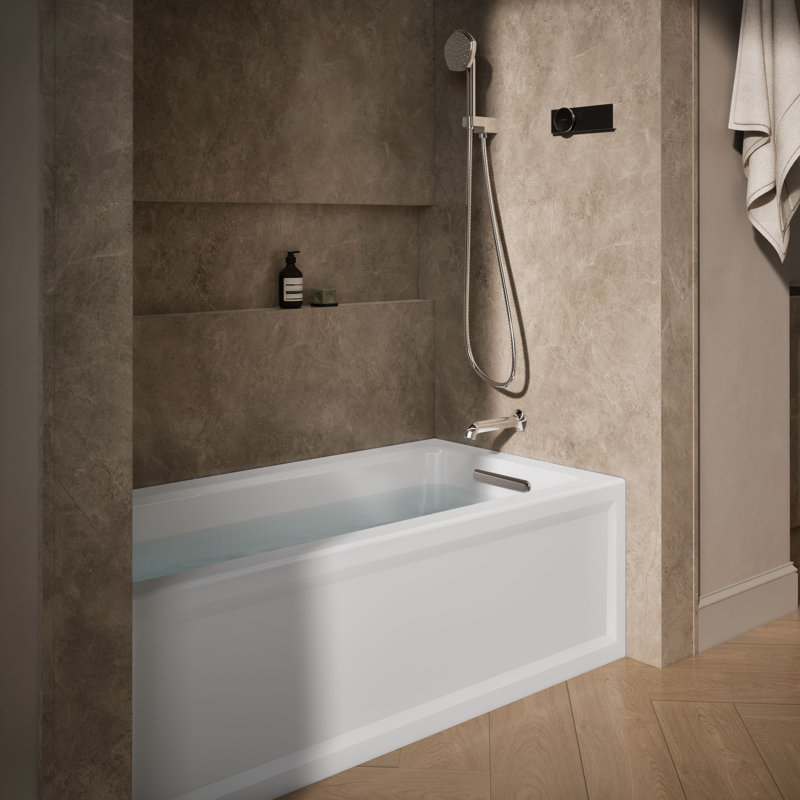 Archer® 60" x 30" Alcove/Tile in Soaking Bathtub, White, Right