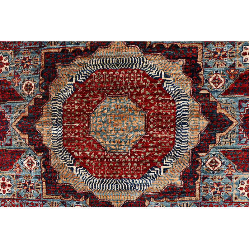 Tapis bleu clair / rouge / noir tissé à la main de haute qualité