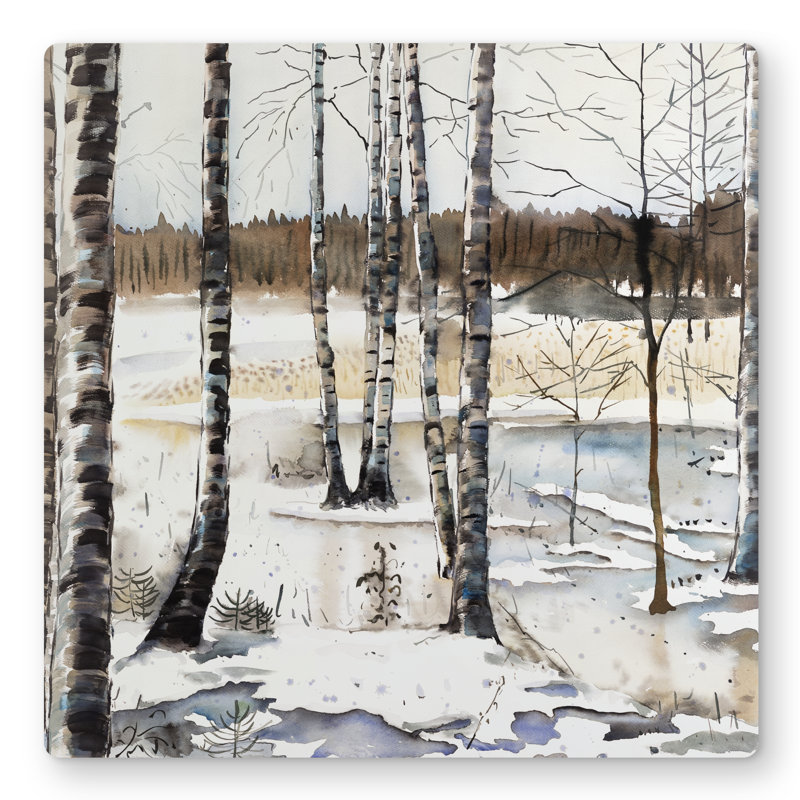 Winter Swamp - Beige Rustic Metal Print for Home Decor