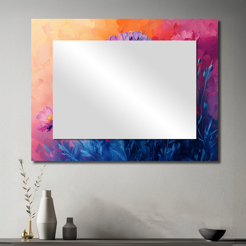 Pop Cornflower In Neon Contrasts Pop Art I - Cornflowers Mirror Wall Decor - Printed On Metal, 30" x 40"