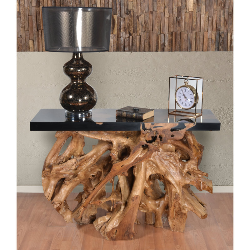 Artistic Floating Teak Root Console Table, 31.5" H x 48" W x 18" D, Black/Brown