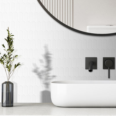 Carrelage hexagonal en vinyle blanc
