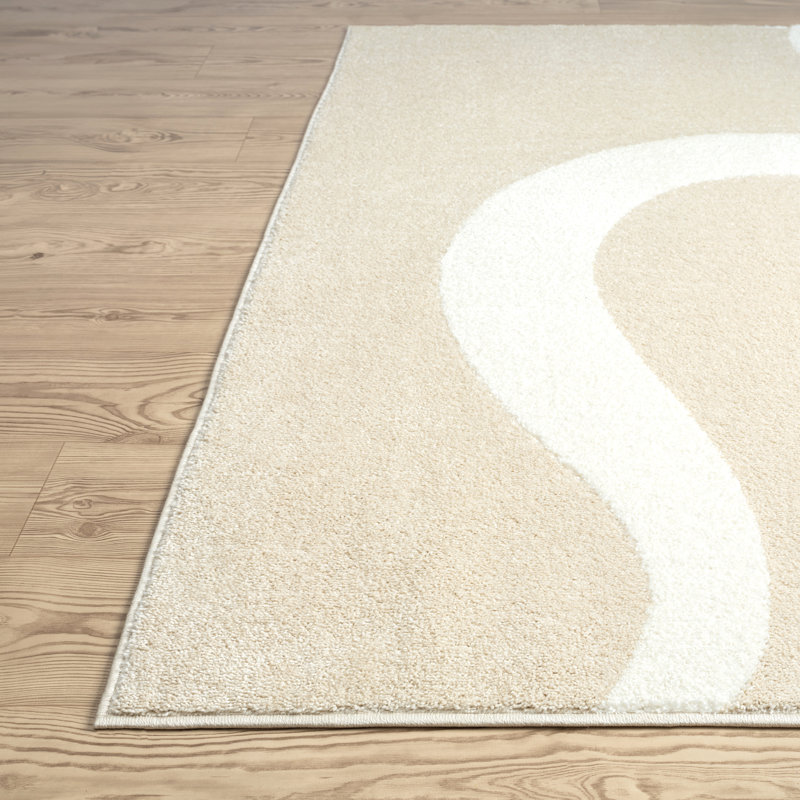 Cream Beige Abstract Modern Area Rug 2' x 3'