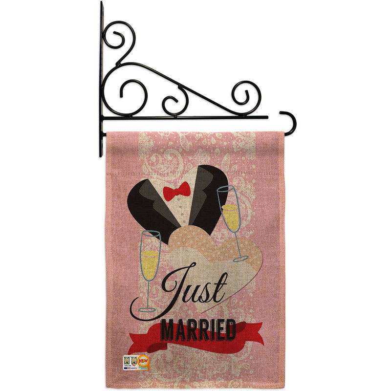 En toile jute 2 faces 19 x 13 po "marié special occasion family family drapeau de jardin