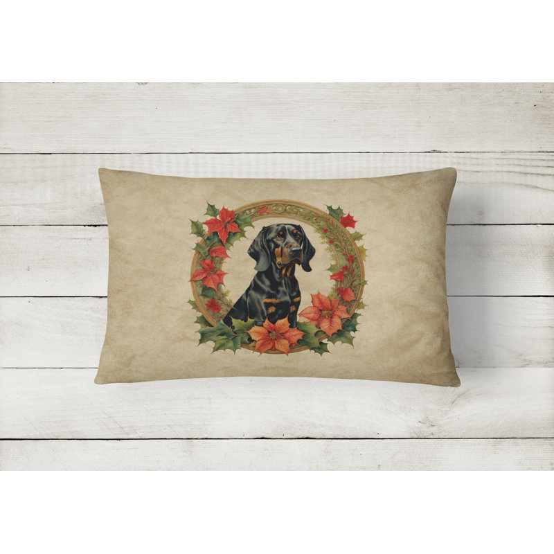 Coussin décoratif intérieur / extérieur en polyester Christmas, 12 po x 16 po, Rectangulaire