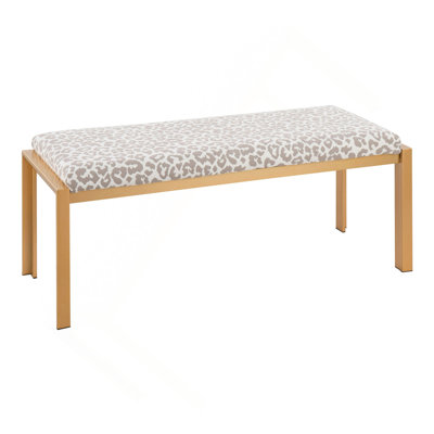 Banc contemporain en métal doré et tissu léopard