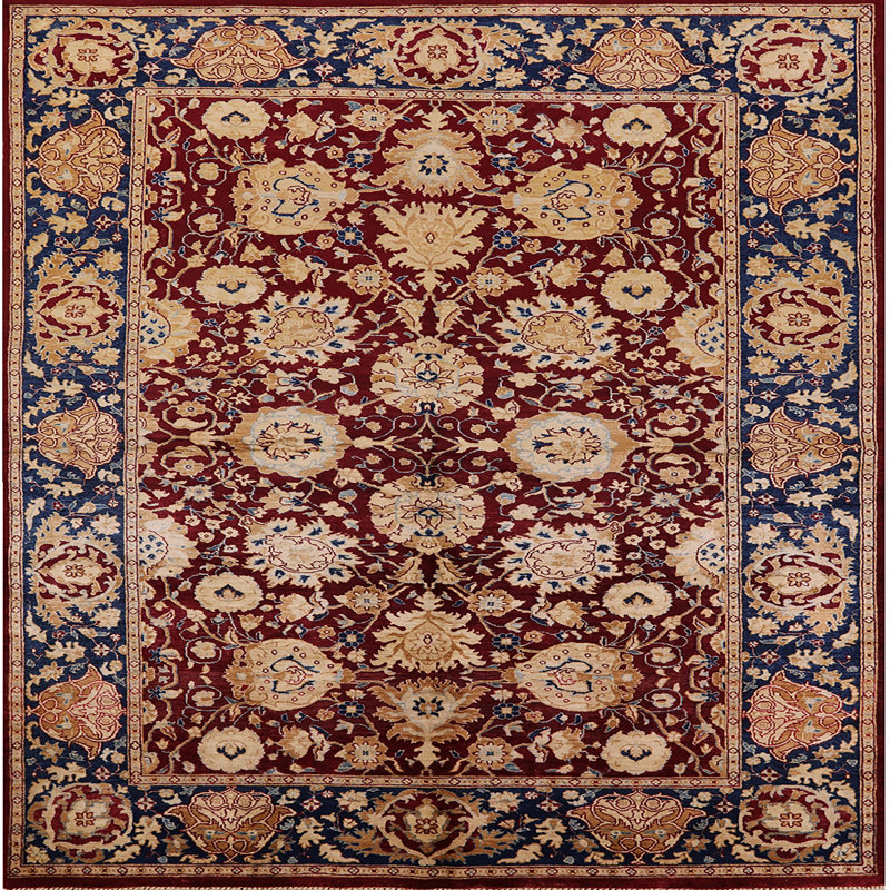 Tapis oriental rouge / bleu Harut, Carré 5 pi