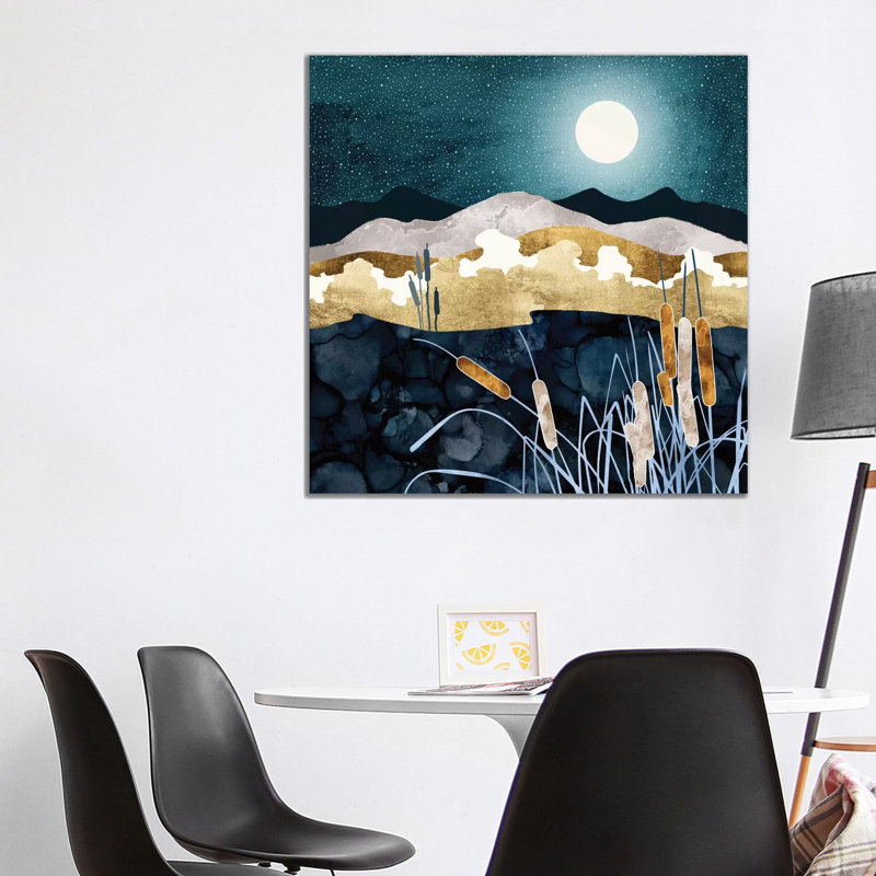 Summer Lake - impression d'art graphique, Aucun mat, Toile tendue, H 37 po x l 37 po x P 1,5 po