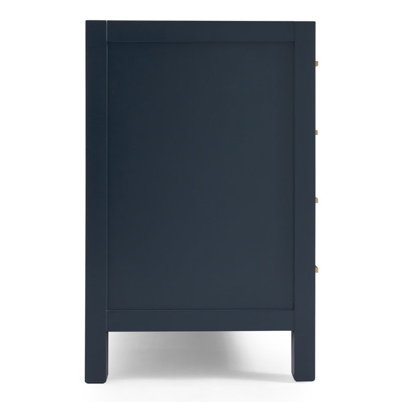 Cambridge 42'' W Single Bathroom Vanity Base, Satin Brass, Midnight Blue