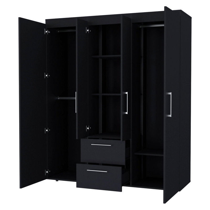 Armoire 2 portes noire tout-en-un