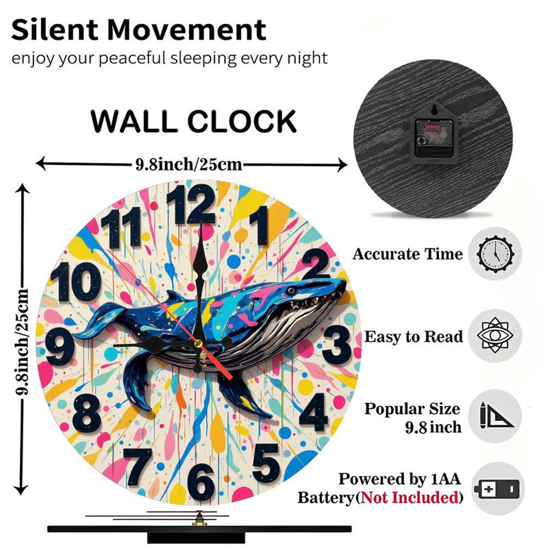 Horloge colorée baleine