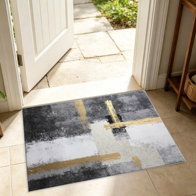 Tapis dorés brossés pour le salon, doux et confortable, convient à toutes les saisons, facile à entretenir, tapis de sol intérieur lavable à la machine, sous la table de ferme convenant à la chambre à coucher, à la salle à manger, au bureau, au patio, au balcon, à la décoration intérieure