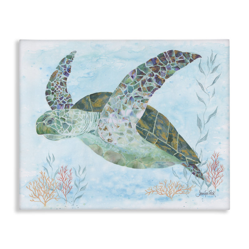 «Mosaic Tortoise Underwater Canvas» par Jennifer Peck, H 16 po x l 20 po