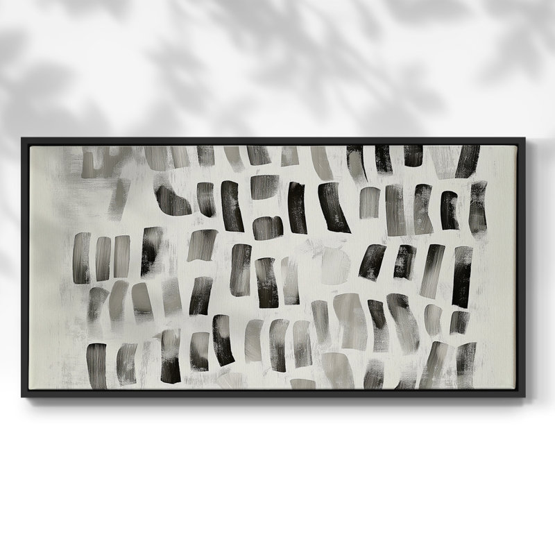 Série abstraite - DLVI - Toile tendue avec châssis encadré - Prêt à être accroché, H 25 po x l 49 po, Noir