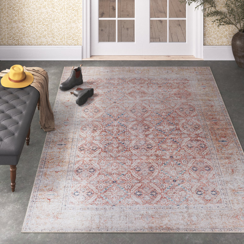 Isabella Oriental Rust/Cream Area Rug, Rectangle 8'10" x 12'