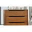 Commode 1 pièce avec tiroirs encastrés de style Mid-Century moderne avec pieds ronds fuselés et finition chêne à quatre tiroirs
