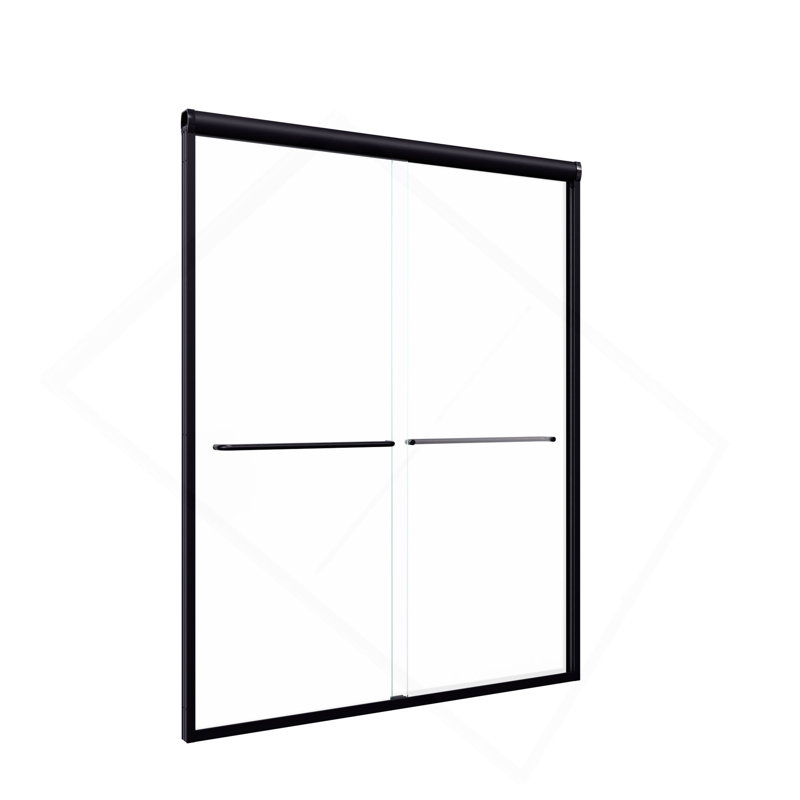 Porte de douche coulissante double semi-sans cadre H 56 po x l 72 po x H 72 po, porte de douche à dérivation, porte en verre trempé épais de 1/4 po (6 mm)