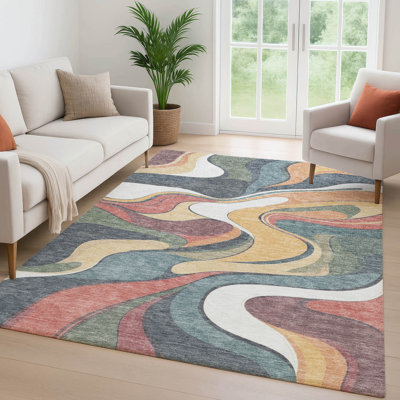 Premium Machine Washable Mayfield AMF2183 swirls Rug