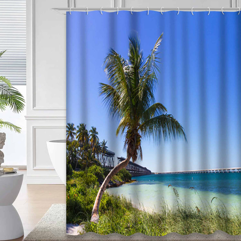 Rideau de douche avec 12 crochets Florida Keys Beach, L 72 po x l 84 po