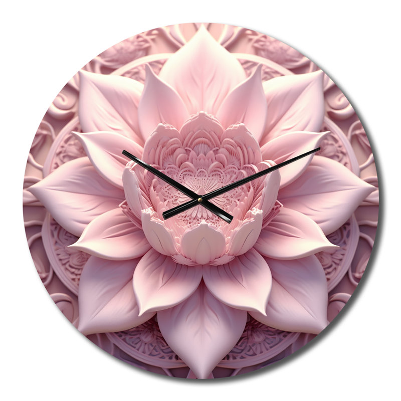 Horloge murale délicate rose Mandala V, Moyenne