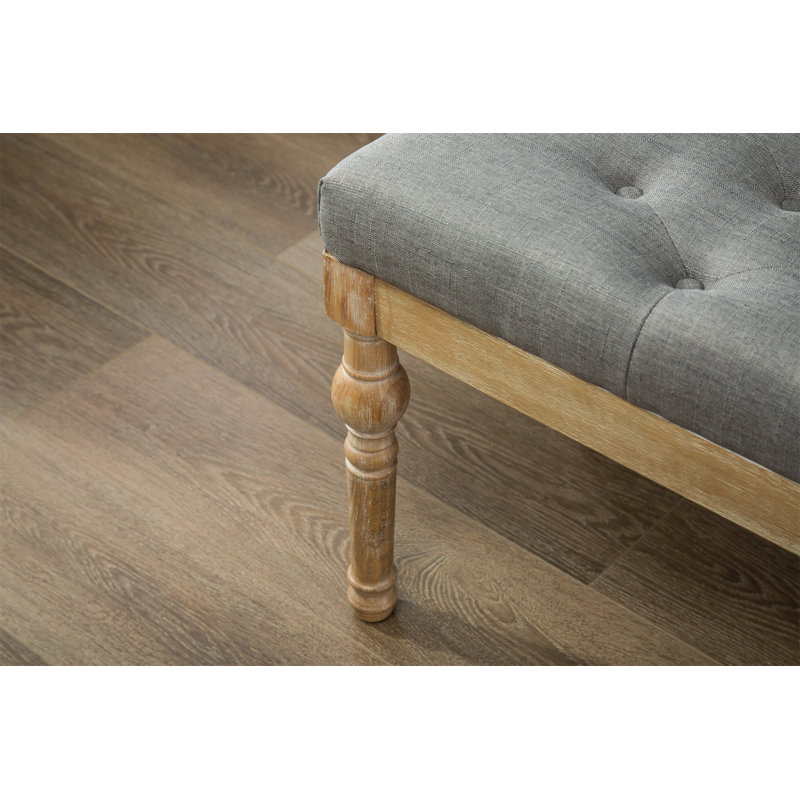 Banc de salle à manger capitonné en bois massif Habit, gris