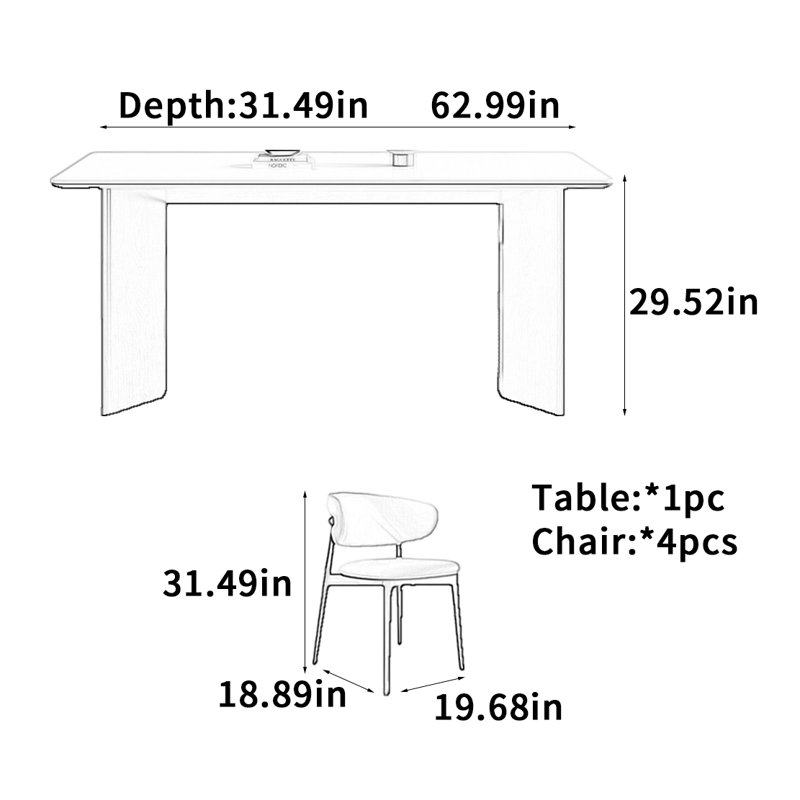 Table de salle à manger Simple, H 29,52 po x L 62,99 po x l 31,49 po