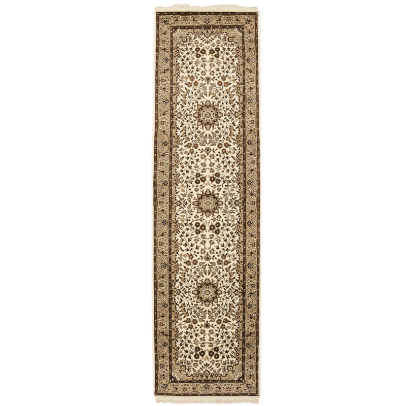 Tapis brun / beige en laine noué à la main de style oriental rectangulaire 3 pi 11 po x 6 pi Ozric