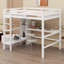 Lit mezzanine double en bois avec bureau sous le lit, lit mezzanine avec tablettes multifonctionnelles, lit en bois massif, aucun sommier nécessaire-1315196758