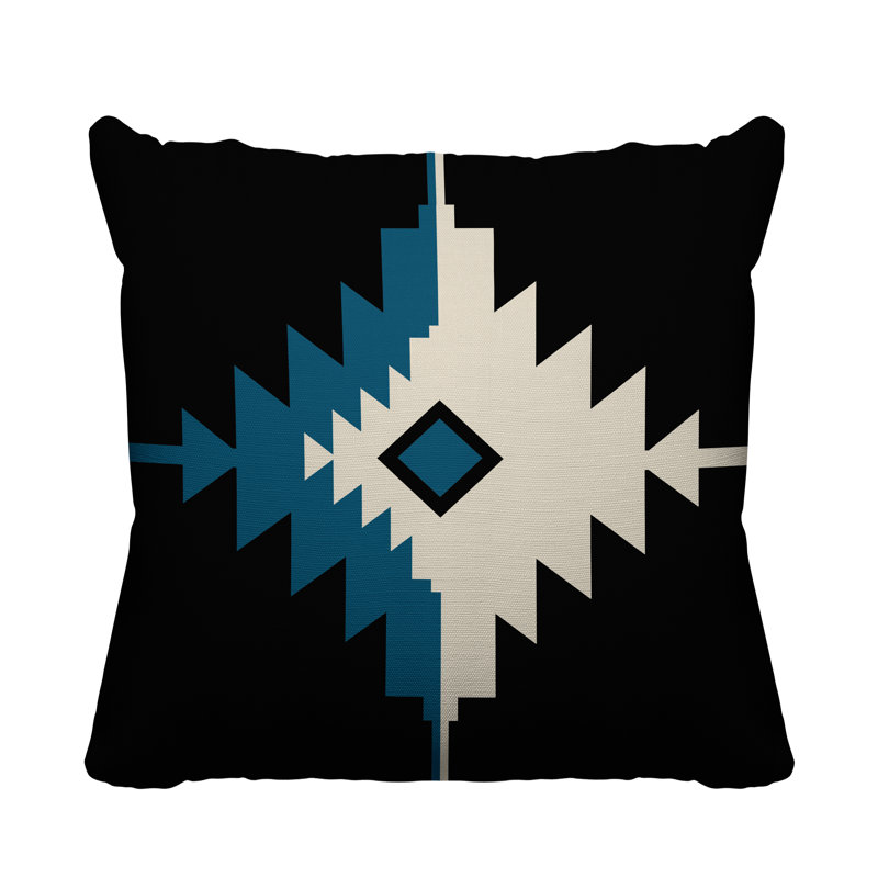 Coussin décoratif intérieur / extérieur Askii Southwestern, L 15 po x H 15 po, Turquoise