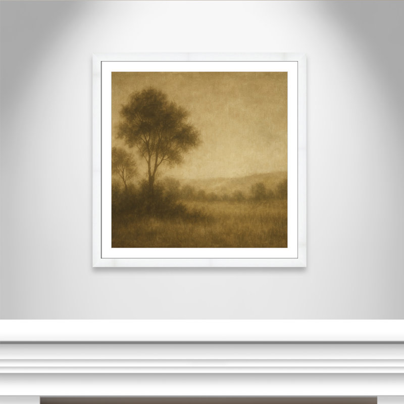 «Quiet Meadow II» par Fredrick Ashcroft, L 37,5 po x H 37,5 po, Matted Print, Blanc satiné