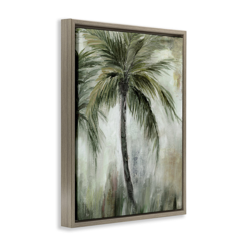 Art mural sur toile flottant impressionné "Fannated Palms" par Nan, Cadre flottant orme Montalcino, H 21 po x l 17 po
