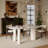 Lexly Pedestal Modern Cream Color Dining Table, Roman Column-523907872