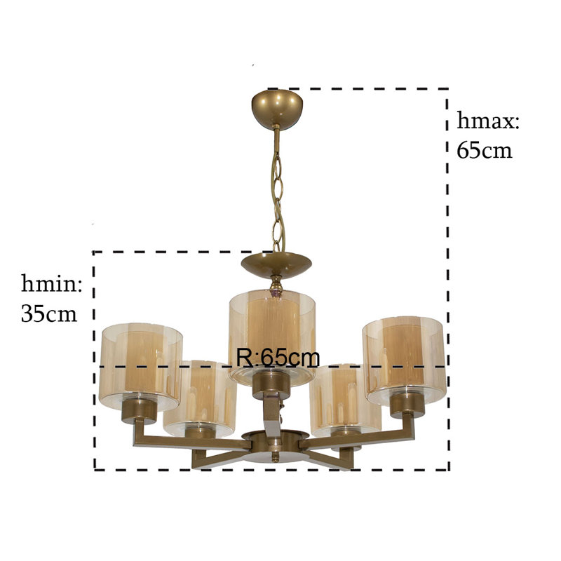 Affton 5 - Light Chandelier, Beige, Gold