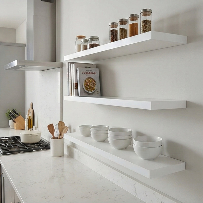 Williemae 3 Piece Floating Shelf, White