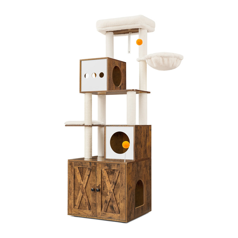 185cm H Cat Tree, Rustic Brown