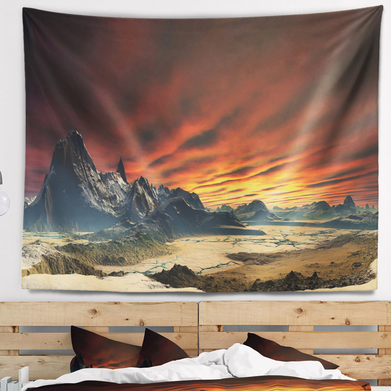 Paysage avec magnifique tapisserie Alien, H 32 po x l 39 po