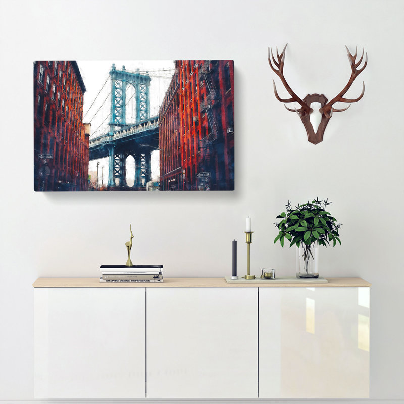 George Washington Bridge - Wrapped Canvas Painting, 50cm H x 76cm W x 3cm D