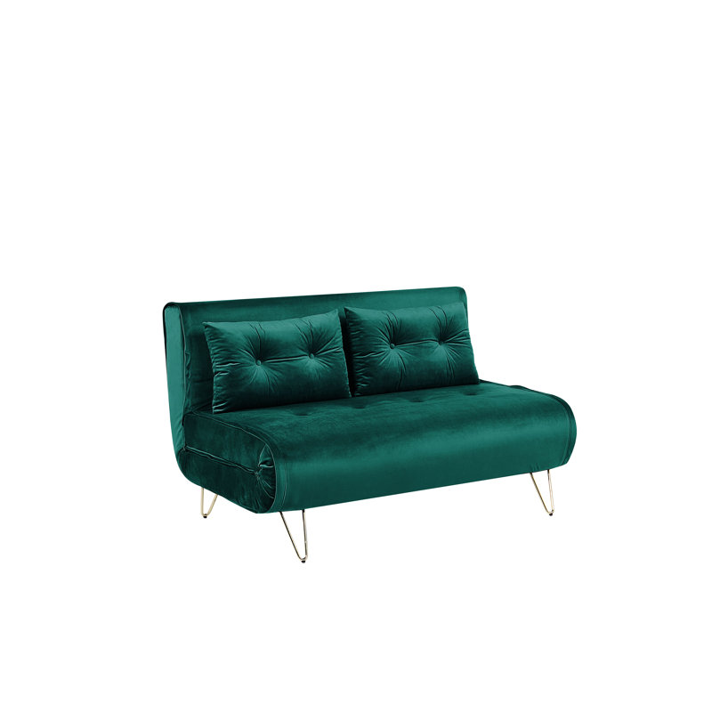 Millar Queen 130cm Upholstered Futon And Mattress, Dark Green